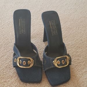 New demin with gold buckles high heel